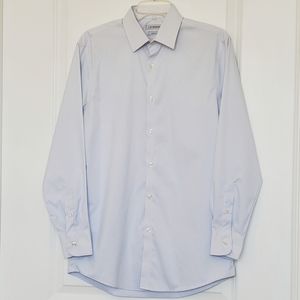 JM Haggar White & Blue Button-Down Slim Fit Shirt